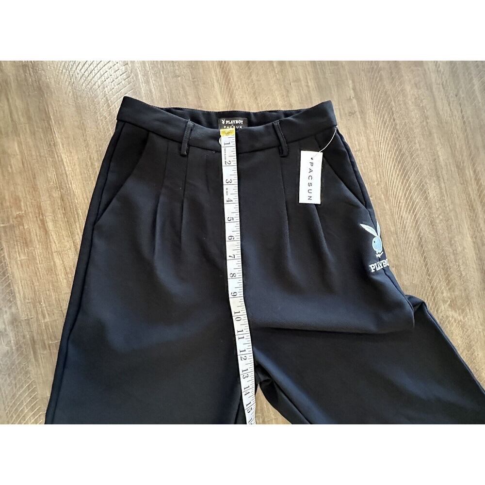 NWT Pacsun Playboy Black Boyfriend Fit Wide Leg Embroidered Bunny Logo Pants XS - Picture 9 of 16